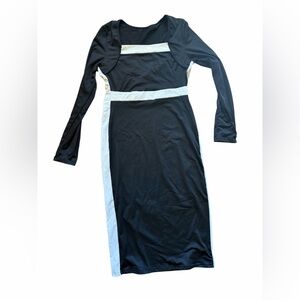 Black and White Long Sleeve Sheath Dress